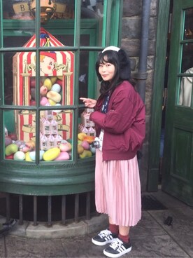 「スプリングSENSEOFPLACE」｜「アイテム（ブルゾン）」を使った、manaさん（レディース・152cm）の春コーディネート
