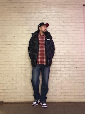 「長袖シャツ」｜「アイテム（ブルゾン）」を使った、matsuさん（メンズ・175cm）の冬コーディネート