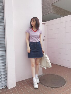 「CONVERSE（コンバース）のCONVERSE コンバース ジャック パーセル / JACK PURCEL（スニーカー）」を使った、末永みゆさん（レディース・162cm）の夏コーディネート