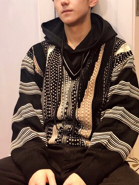 「古着のアイテム（ニット/セーター、その他）」を使った、woosung_dさん（メンズ・175cm）の秋コーディネート