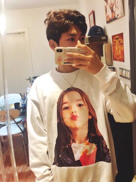 「adlvのアイテム（パーカー、ホワイト系）」を使った、woosung_dさん（メンズ・175cm）の秋コーディネート