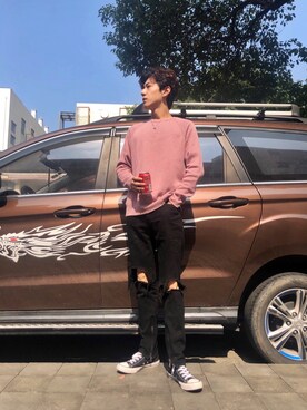 「休闲」｜「アイテム（スウェット）」を使った、woosung_dさん（メンズ・175cm）の秋コーディネート