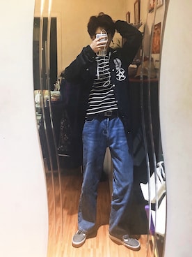 「NEIGHBORHOOD（ネイバーフッド）のアイテム（ジャケット/アウター、ブラック系）」を使った、woosung_dさん（メンズ・175cm）の秋コーディネート