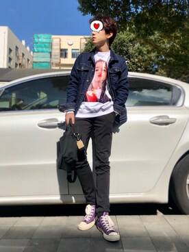 「基础款」｜「アイテム（デニムジャケット）」を使った、woosung_dさん（メンズ・175cm）の秋コーディネート