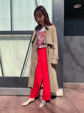 「RECOMMEND  ITEM STYLING」｜「アイテム（ステンカラーコート）」を使った、丸岡　愛美さん（レディース・158cm）の春コーディネート