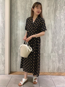 「RECOMMEND  ITEM STYLING」｜「アイテム（シャツワンピース）」を使った、丸岡　愛美さん（レディース・158cm）の夏コーディネート