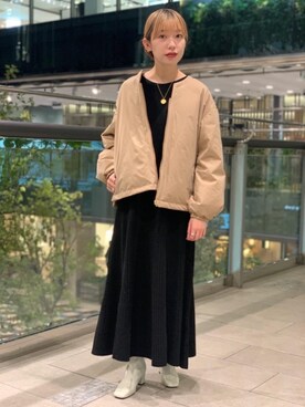 「RECOMMEND  ITEM STYLING」｜「アイテム（ダウンジャケット/コート）」を使った、丸岡　愛美さん（レディース・159cm）の冬コーディネート