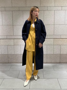 「RECOMMEND  ITEM STYLING」｜「アイテム（ステンカラーコート）」を使った、丸岡　愛美さん（レディース・159cm）の春コーディネート