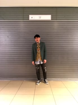 「アイテム（テーラードジャケット）」を使った、UNITED TOKYO 永瀬 雄太さん（メンズ・163cm）の春コーディネート