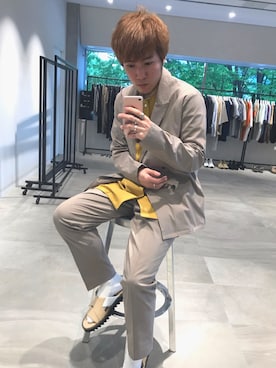 「アイテム（シャツ/ブラウス、イエロー系）」を使った、UNITED TOKYO 永瀬 雄太さん（メンズ・163cm）の春コーディネート