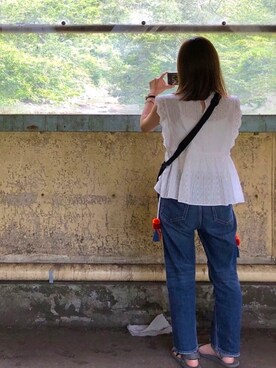 「ZARA（ザラ）のアイテム（その他トップス、ホワイト系）」を使った、きさん（レディース・157cm）の冬コーディネート