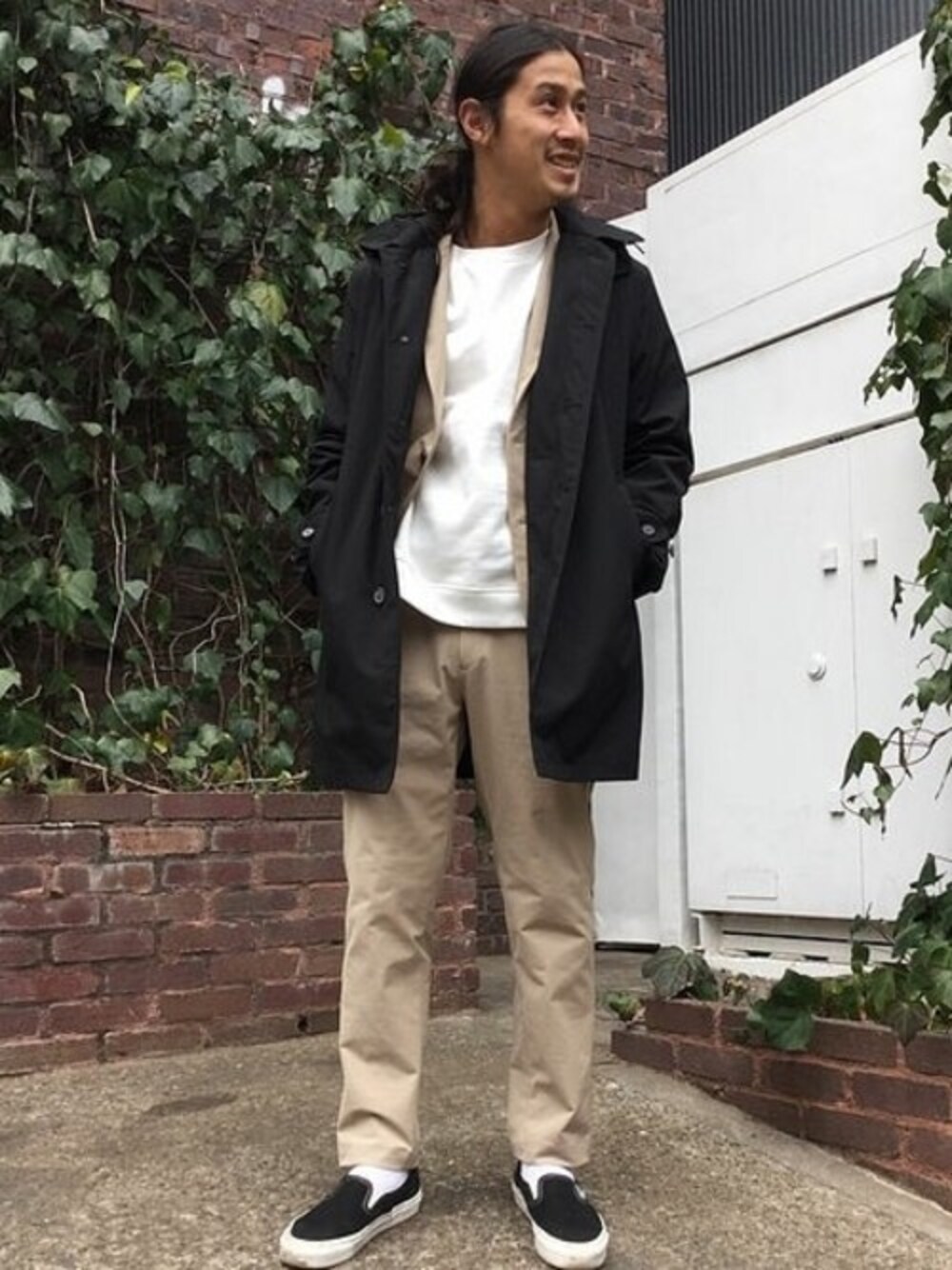 「ステンカラーコート、journal standard、春コーデ、セットアップスタイル、BEGIN掲載、4WAYストレッチ、LASKA、2018、KANTIAN」｜「JOURNAL STANDARDの《LASKA》ステンカラー ライナー　#（ステンカラーコート、ブラック系）」を使った、Ryougoさん（メンズ・175cm）の冬コーディネートの1枚目の写真