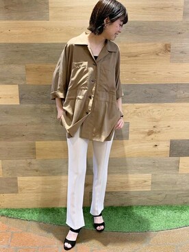 「抜き襟」｜「アイテム（ジャケット/アウター）」を使った、Liesse STAFFさん（レディース・153cm）の夏コーディネート