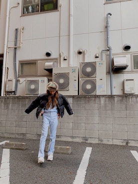 「Alpha Industries（アルファインダストリーズ）のアイテム（キャップ）」を使った、Koa/acacia  KAORIさん（レディース・157cm）の冬コーディネート