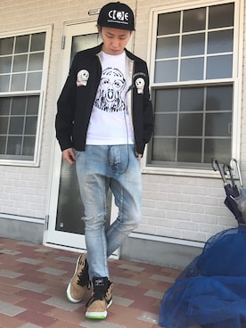 「NIKE Air Flightのアイテム」を使った、GDさん（メンズ・165cm）の春コーディネート