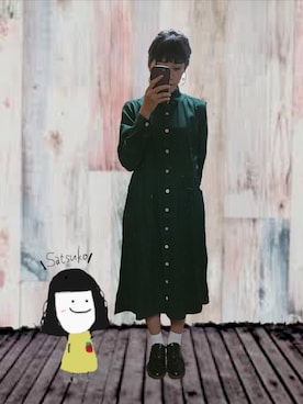 「Design Tshirts Store graniph（デザイン　ティーシャツ　ストア　グラニフ）のアイテム（シャツワンピース）」を使った、サツコさん（レディース・158cm）の夏コーディネート