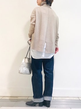 「タートルネック」｜「アイテム（バッグ）」を使った、yu_kaさん（レディース・158cm）の冬コーディネート