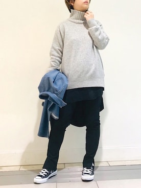 「タートルネック」｜「アイテム（シャツ/ブラウス）」を使った、yu_kaさん（レディース・158cm）の冬コーディネート
