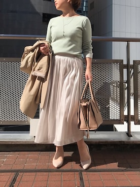 「RIVE DROITE（リヴドロワ）のアイテム（アクセサリー）」を使った、yu_kaさん（レディース・158cm）の春コーディネート