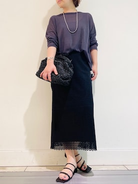 「RIVE DROITE（リヴドロワ）の《予約》【MAUA JEWELRY（マウアジュエリー）】ロングネックレス（ネックレス）」を使った、yu_kaさん（レディース・158cm）の春コーディネート