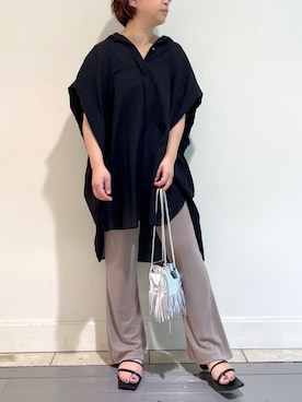「巾着バッグ」｜「アイテム（サンダル）」を使った、yu_kaさん（レディース・158cm）の春コーディネート