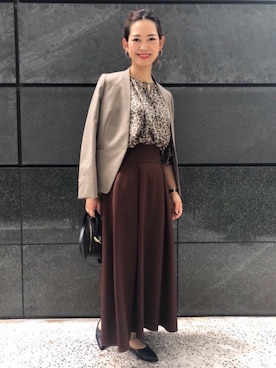 「オンオフ兼用」｜「アイテム（ノーカラージャケット）」を使った、Tsuji_aさん（レディース・160cm）の秋コーディネート