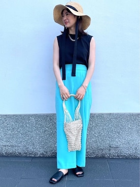 「green label relaxing（グリーンレーベルリラクシング）のアイテム（帽子）」を使った、Tsuji_aさん（レディース・160cm）の春コーディネート