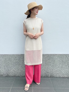 「green label relaxing（グリーンレーベルリラクシング）のアイテム（帽子）」を使った、Tsuji_aさん（レディース・160cm）の春コーディネート