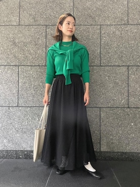 「green label relaxing（グリーンレーベルリラクシング）のFFC チェーン ショート ネックレス（ネックレス、ゴールド系）」を使った、Tsuji_aさん（レディース・160cm）の夏コーディネート
