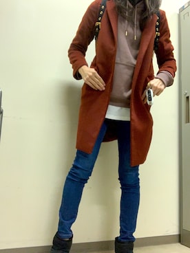 「仕事コーデ」｜「アイテム（チェスターコート）」を使った、AandN( ¨̮⋆)さん（レディース・168cm）の冬コーディネート