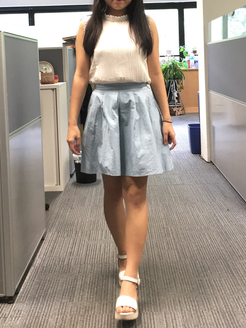 「summer、girl」｜「no brandのアイテム（トップス、ホワイト系）」を使った、miss c.さん（レディース・151cm）の夏コーディネートの1枚目の写真
