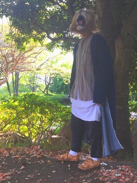 「tim.（ティム）のアイテム（パンツ）」を使った、ライオンさんさん（メンズ・173cm）の春コーディネート