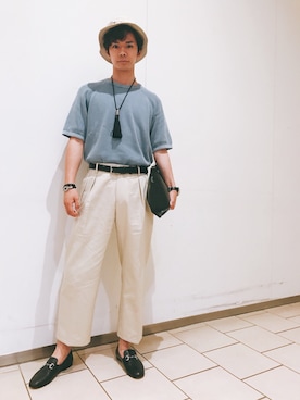 「SHIPS JET BLUE（シップスジェットブルー）のアイテム（ニット/セーター）」を使った、オサムさん（メンズ・180cm）の夏コーディネート