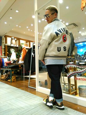 「フユコーデ」｜「アイテム（スタジャン）」を使った、JhonIn【マサト】さん（メンズ・168cm）の冬コーディネート