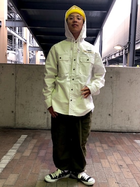 「フードシャツ」｜JhonIn【マサト】さん（メンズ・170cm）の春コーディネート