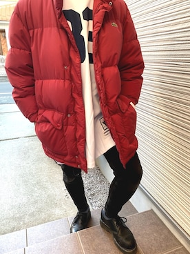 「ラコステ」｜「アイテム（ダウンジャケット/コート）」を使った、 D.cedar   さん（メンズ・174cm）の冬コーディネート