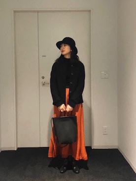 「オレンジスカート」｜eriさん（レディース・163cm）の冬コーディネート