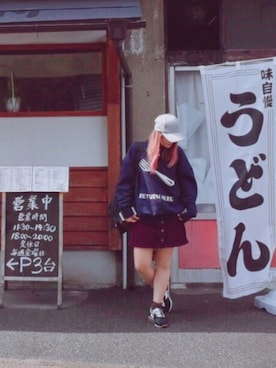「ADER error」｜「アイテム（キャップ）」を使った、ひいたろすさん（レディース・163cm）の春コーディネート