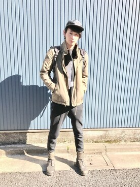 「L.H.P（エルエイチピー）のアイテム（キャップ）」を使った、宮下雅人   さん（メンズ・183cm）の冬コーディネート
