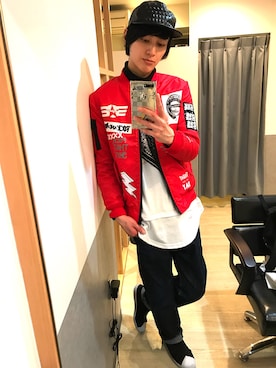 「L.H.P（エルエイチピー）のアイテム（キャップ）」を使った、宮下雅人   さん（メンズ・183cm）の冬コーディネート