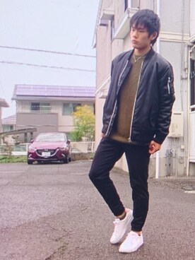 「エムエーワン」｜「アイテム（MA-1）」を使った、RIKUさん（メンズ・168cm）の冬コーディネート