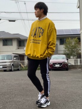「neos（ネオス）のアイテム（スウェット）」を使った、RIKUさん（メンズ・170cm）の冬コーディネート