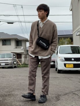 「Right-on（ライトオン）のアイテム（スラックス）」を使った、RIKUさん（メンズ・170cm）の冬コーディネート