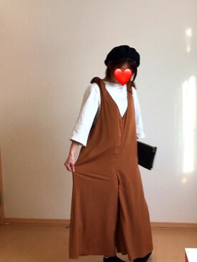 「POU DOU DOU（プードゥドゥ）のアイテム（ハンチング/ベレー帽）」を使った、しろTOむくさん（レディース・153cm）の春コーディネート