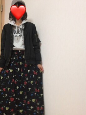 「AS KNOW AS plus（アズノゥアズプラス）のアイテム（MA-1）」を使った、しろTOむくさん（レディース・153cm）の秋コーディネート