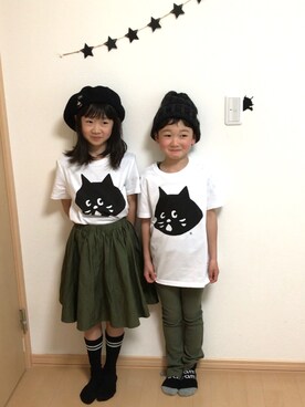 「にゃー（ニャー）のにゃー T（Tシャツ/カットソー、ホワイト系）」を使った、しろTOむくさん（レディース）の春コーディネート