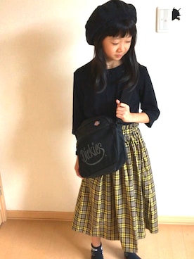 「GU（ジーユー）のアイテム（ワンピース、ブラック系）」を使った、しろTOむくさん（レディース）の秋コーディネート