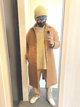 「CASPER JOHN（キャスパージョン）のアイテム（ステンカラーコート）」を使った、🌈hisanistaさん（メンズ・170cm）の冬コーディネート