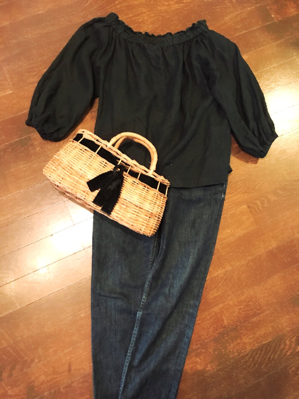 「JOURNAL STANDARDのアイテム（シャツ/ブラウス、ブラック系）」を使った、coocooさん（レディース・159cm）の夏コーディネートの1枚目の写真