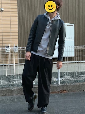 「Dr. Martens（ドクターマーチン）のDr.Martens / ドクターマーチン 1461 3EYE GIBSON SHOE 3ホール ギブソン シューズ ブーツ（ブーツ）」を使った、宇宙(ソラ)さん（メンズ・171cm）の冬コーディネート